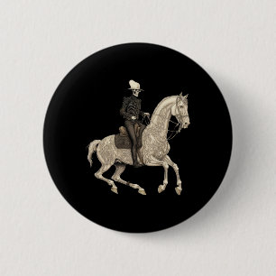 Skeleton Riding Horse Cowboy Horse Lover Halloween Ronde Button 5,7 Cm