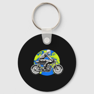 Skeleton Riding Motorcycle Earth Day Cool Red de w Sleutelhanger