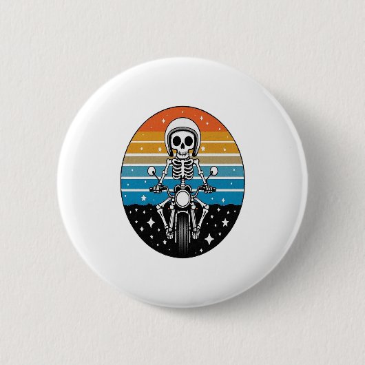 Skeleton Riding Motorcycle Ronde Button 5,7 Cm (Voorkant)