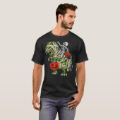 Skeleton Riding Mummy Dinosaur rex Halloween  Pump T-shirt (Voorkant volledig)