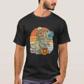 Skeleton Riding Mummy Dinosaur rex Halloween  Pump T-shirt (Voorkant)