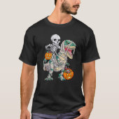 Skeleton Riding Mummy Dinosaur rex Halloween  Pump T-shirt (Voorkant)
