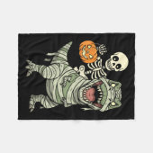 Skeleton Riding Mummy Dinosaur T Rex Halloween Fun Fleece Deken (Voorkant (Horizontaal))