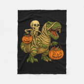 Skeleton Riding Mummy Dinosaur T Rex Halloween Fun Fleece Deken (Voorkant)