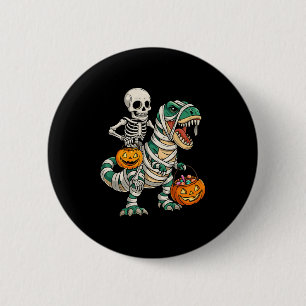 Skeleton Riding Mummy Dinosaur T Rex Kinder Jongen Ronde Button 5,7 Cm
