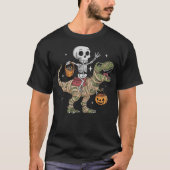 Skeleton Riding Mummy Dinosaur T Rex Pumpkin Happy T-shirt (Voorkant)