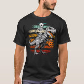 Skeleton Riding Mummy Dinosaur T rex Retro Hallowe T-shirt (Voorkant)