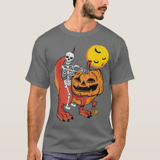 Skeleton Riding Pumpkin head Dinosaur T re Hwe T-shirt