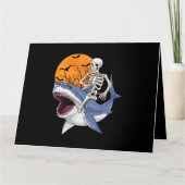 Skeleton Riding Shark Funny Halloween Costume Boys Kaart (Voorkant)