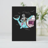 Skeleton Riding Zombie Shark Funny Halloween Gift Kaart (Staand voorkant)