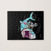 Skeleton Riding Zombie Shark Funny Halloween Gift Legpuzzel (Horizontaal)