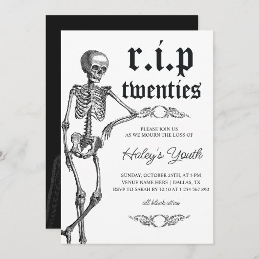 Skeleton RIP Twenties 20s Grappig 30e verjaardag Kaart (Voorkant / Achterkant)