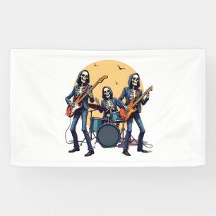 Skeleton Rock Band - Grappig Halloween Shirt Spandoek
