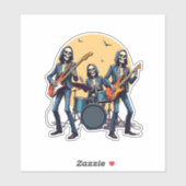 Skeleton Rock Band � Grappig Halloween Shirt Sticker (Vel)