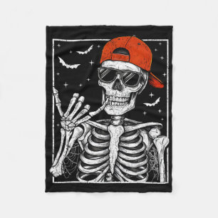 Skeleton Rock Hand Halloween Kostuum Cool Rock Mus Fleece Deken