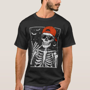 Skeleton Rock Hand Halloween Kostuum Cool Rock Mus T-shirt