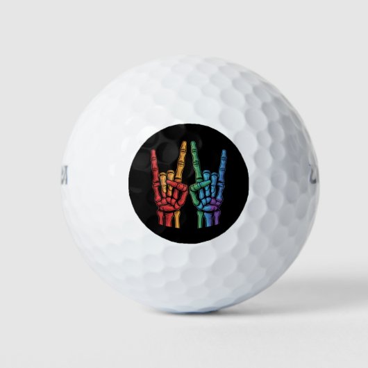 Skeleton Rock Hand LGBTQ Rainbow Flag Gay Pride Golfballen (Voorkant)
