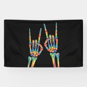 Skeleton Rock Hand Rainbow LGBTQ Gay Lesbian Pride Spandoek