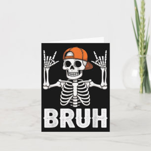 Skeleton Rock op Bruh Halloween voor Mannen jongen Kaart