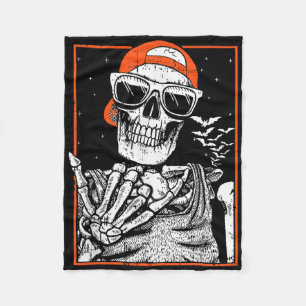 Skeleton Rocker Hand Halloween Kostuum Cool Muziek Fleece Deken