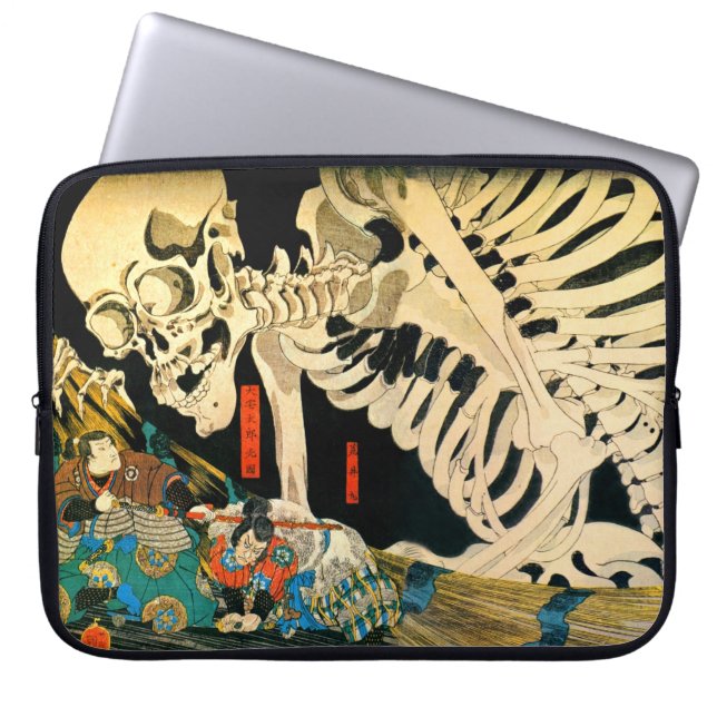 Skeleton samengevat door Witch Kuniyoshi Fine Art Laptop Sleeve (Voorkant)