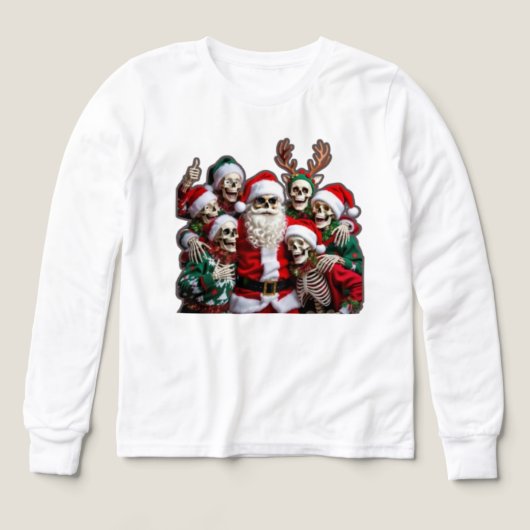 Skeleton Santa Christmas Group Photo – Festive 3D  (Motif recto)
