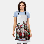 Skeleton Santa Christmas Group Photo – Festive 3D  Schort (Gedragen)