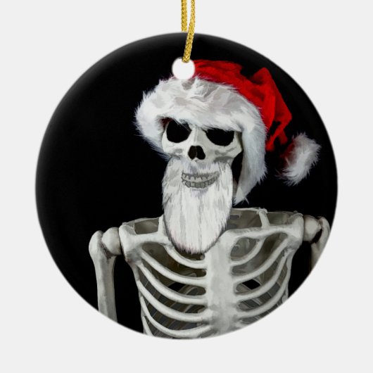 Skeleton Santa Kerstversiering Keramisch Ornament (Voorkant)