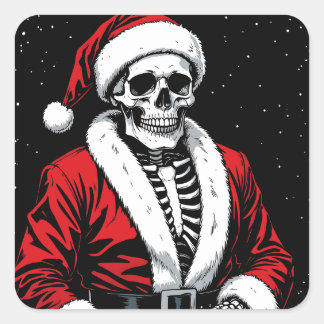 Skeleton Santa Vierkante Sticker