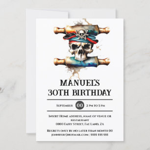 Skeleton schedel piraat 3D ahoy matey themafeest Kaart