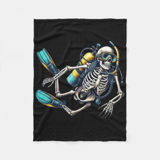 Skeleton Scu Diving Halloween Skeleton Scu Diver Fleece Deken (Voorkant)