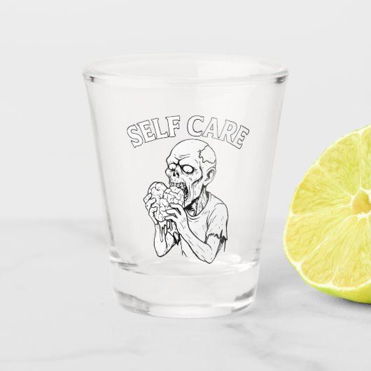 Skeleton Self-Care Shot Glass – Etched Face-Off  Glas (Voorkant)