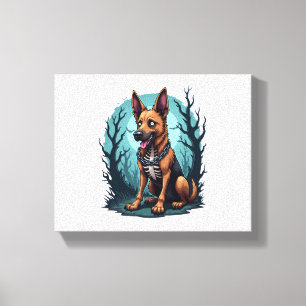 Skeleton Shepherd Dog Canvas Afdruk
