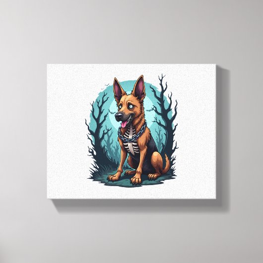 Skeleton Shepherd Dog Canvas Afdruk (Voorkant)