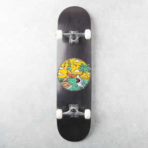 Skeleton Skateboard Dude Stranded Island Shark Sticker