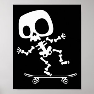 Skeleton Skateboard Halloween Kostuum Fun Skateboa Poster