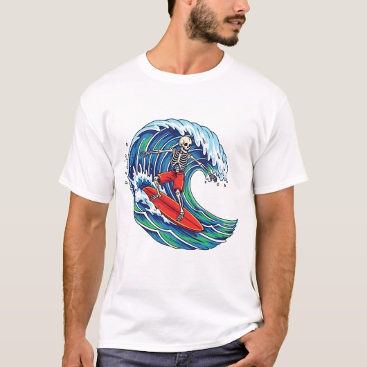 Skeleton Skating T-Shirt – Funny Skateboarding Ske (Voorkant)