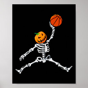 Skeleton Sketel Halloween Pumpkin Slam Dunk Poster