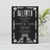 Skeleton Skull Botten & Wijn Gothic Halloween Part Kaart (Staand voorkant)