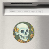SKELETON SKULL, GENTLEMAN HALLOWEWEEN MAGNET Round (In Situ (Lave-vaisselle))