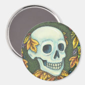 SKELETON SKULL, GENTLEMAN HALLOWEWEEN MAGNET Round (Recto/Verso)