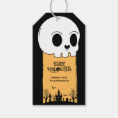 Skeleton Skull Graveyard Black Gothic Halloween Cadeaulabel (Voorkant)