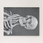 Skeleton Skull Halloween Black en White Grey Legpuzzel (Horizontaal)