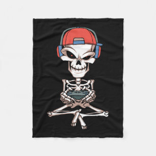 Skeleton Skull Video Gamer Halloween Outfit Mannen Fleece Deken
