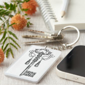 Skeleton sleutel antiek zwart en wit elegant sleutelhanger (Voorkant Rechts)