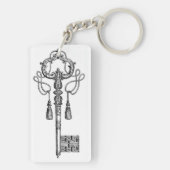 Skeleton sleutel antiek zwart en wit elegant sleutelhanger (achterkant)
