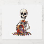 Skeleton Snoep Bowl Halloween Sparkling Wijnetiket (Enkel label)