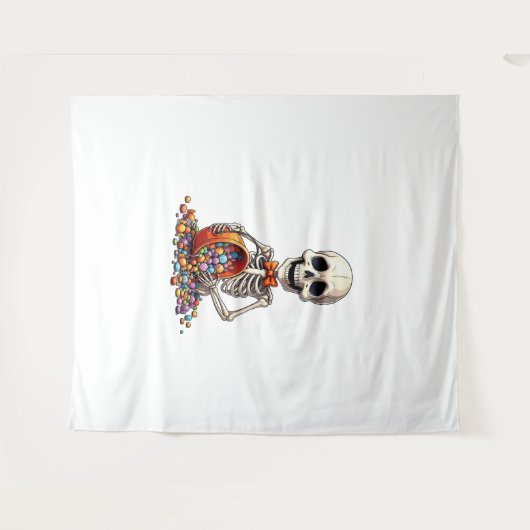 Skeleton Snoep Bowl Halloween Wandkleed (Voorkant (horizontaal))