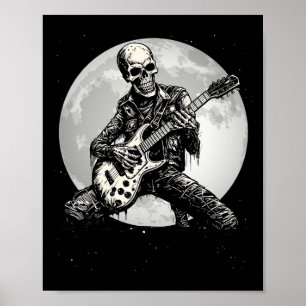 Skeleton Spelen Gitaar Punk Rock Muziek Halloween Poster