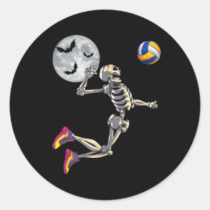 Skeleton spelen volleybal Happy Halloween Day Bo Ronde Sticker
